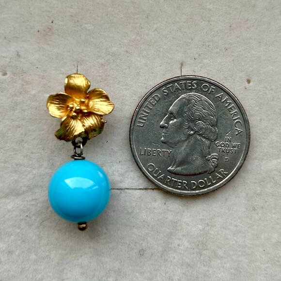Sissy Yates Floral 24K Gold-Plate and Turquoise Drop Earrings - Picture 8 of 10